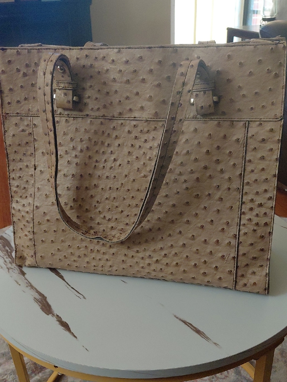 Taupe Ostrich-Texture Tote Bag - Chic Everyday Carry Brand: Merona